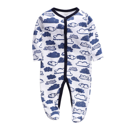 Baby Footed Pajama Romper – Soft Cotton Long-Sleeve Sleeper with Snap Front for Newborns & Infants (3–12 Months)