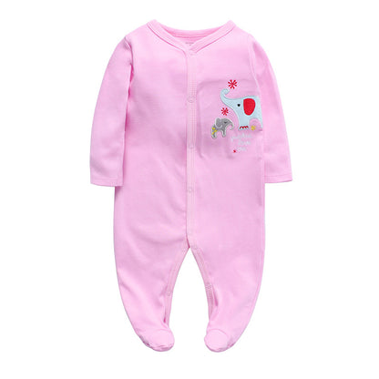 Baby Footed Pajama Romper – Soft Cotton Long-Sleeve Sleeper with Snap Front for Newborns & Infants (3–12 Months)