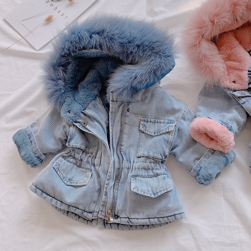Little Baby Cozy Denim Hooded Coat (Warm Lined | Fall & Winter Essential)