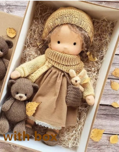 Handmade Curly Girl Plush Doll – 30cm Velvet Stuffed Toy with Clothes