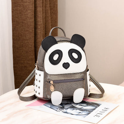 Cartoon Panda Mini Backpack for Kids (PU Leather) – Cute Zipper Day Bag