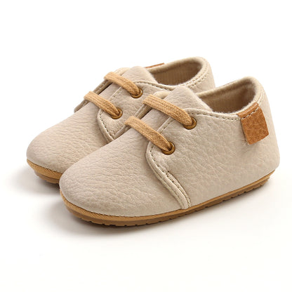 Baby Soft-Sole Lace-Up Shoes (Faux Leather) – Classic Crib & First Walker Style
