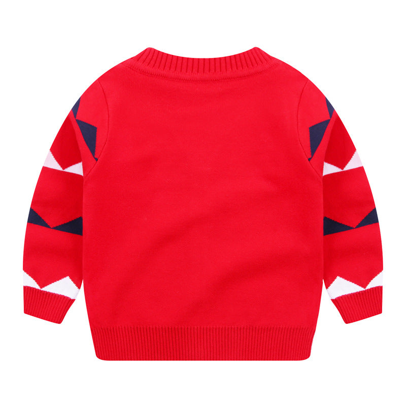 Boys Dinosaur Knit Cardigan Sweater (1–6 Years) – Button-Front V-Neck Cotton Blend