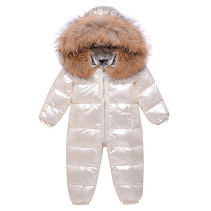 Baby Unisex Duck Down Snowsuit – One-Piece Winter Down Jacket Jumpsuit