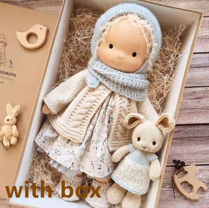 Handmade Curly Girl Plush Doll – 30cm Velvet Stuffed Toy with Clothes