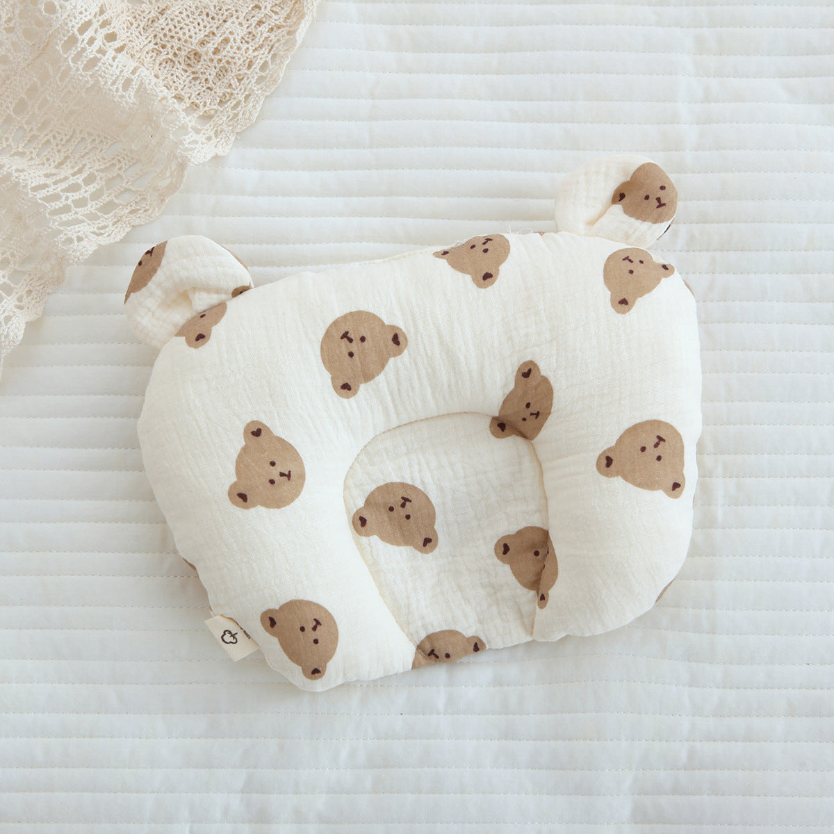 Cotton Gauze Baby Head Support Pillow – Soft Cartoon Infant Pillow