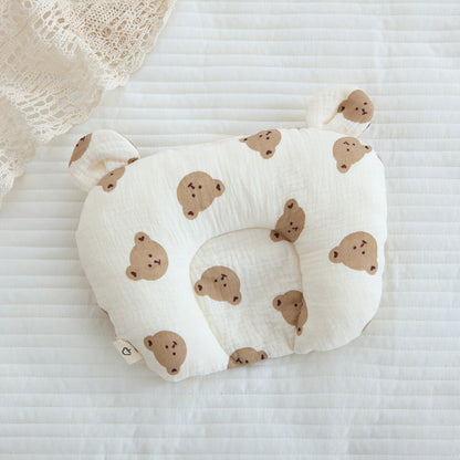 Cotton Gauze Baby Head Support Pillow – Soft Cartoon Infant Pillow