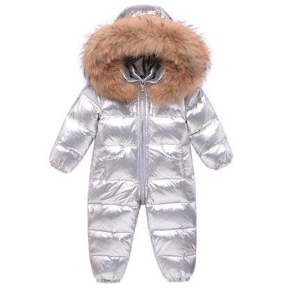 Baby Unisex Duck Down Snowsuit – One-Piece Winter Down Jacket Jumpsuit