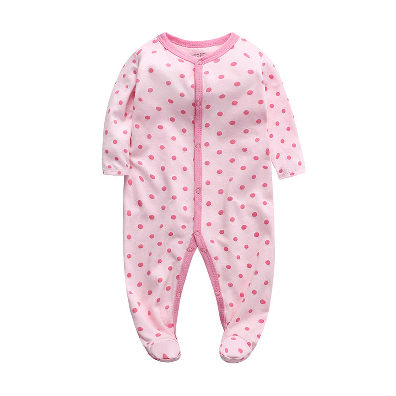 Baby Footed Pajama Romper – Soft Cotton Long-Sleeve Sleeper with Snap Front for Newborns & Infants (3–12 Months)
