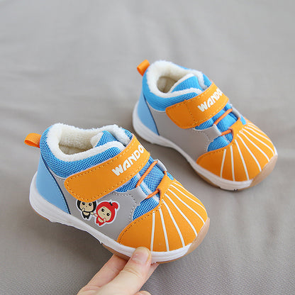 Fleece-Lined Toddler Sneaker Boots with Velcro Strap – Warm Non-Slip First Walker Shoes