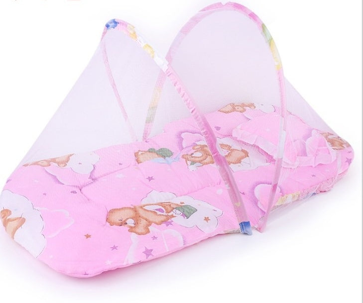 Foldable Baby Mosquito Net Bed – Portable Infant Sleep Tent with Soft Cushion