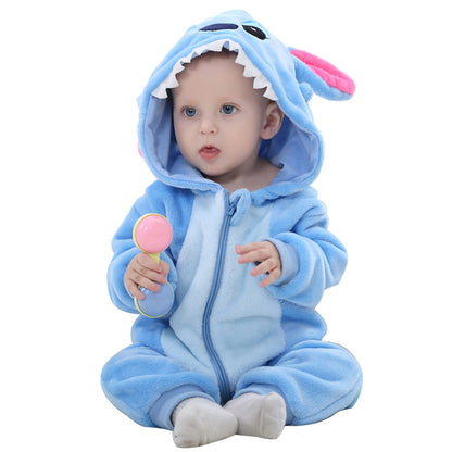 Cozy Animal Hooded Baby Romper – Soft Fleece One-Piece for Fall & Winter (0–3 Years)
