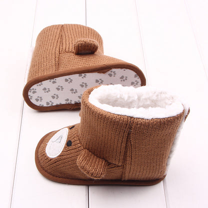 Cozy Bear Baby Booties – Soft Cotton Toddler Shoes with Warm Plush Lining