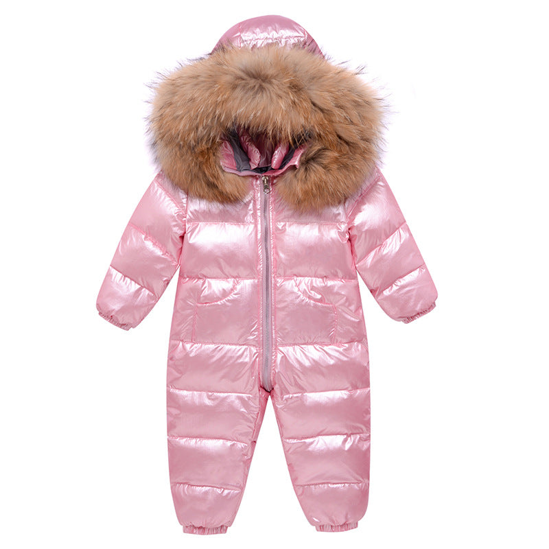 Baby Unisex Duck Down Snowsuit – One-Piece Winter Down Jacket Jumpsuit