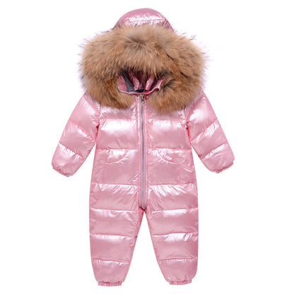 Baby Unisex Duck Down Snowsuit – One-Piece Winter Down Jacket Jumpsuit