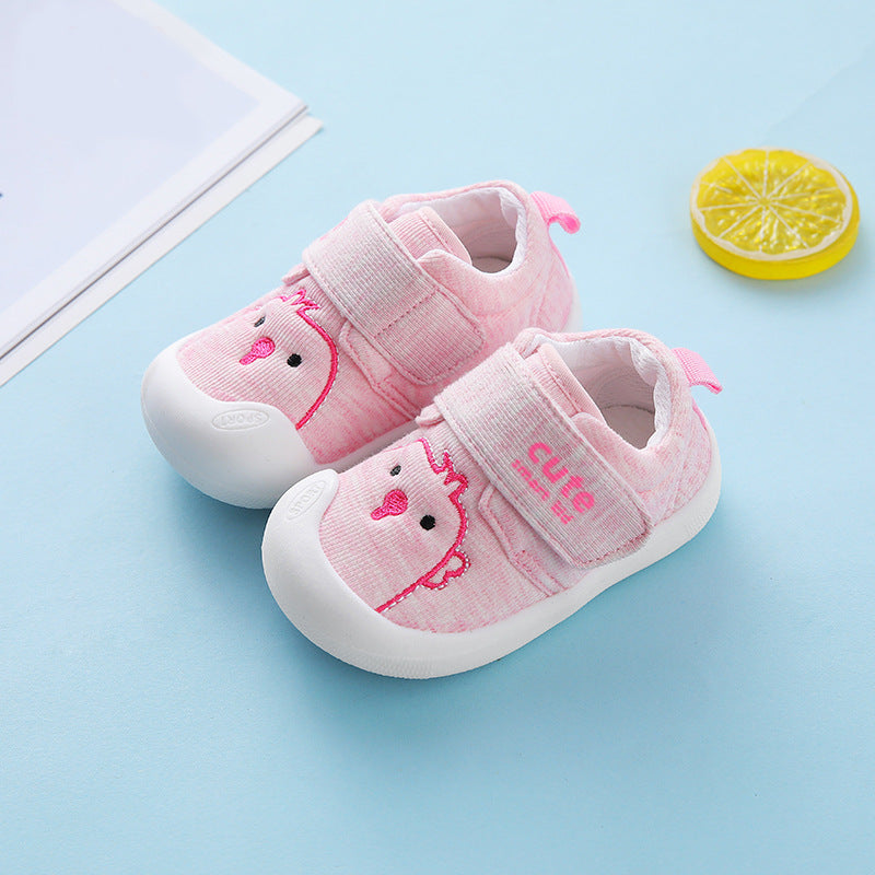 Cartoon Chick Canvas Sneakers for Baby & Toddler – Soft Sole Velcro First Walker Shoes