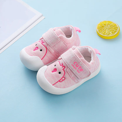 Cartoon Chick Canvas Sneakers for Baby & Toddler – Soft Sole Velcro First Walker Shoes