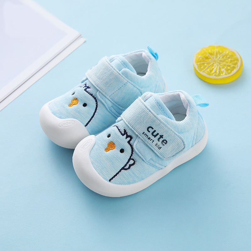Cartoon Chick Canvas Sneakers for Baby & Toddler – Soft Sole Velcro First Walker Shoes