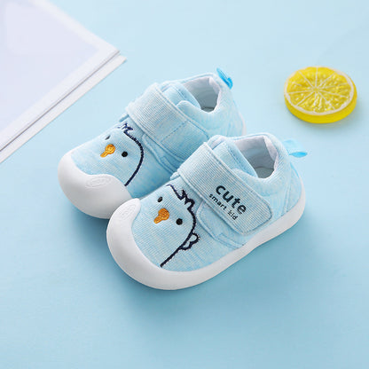 Cartoon Chick Canvas Sneakers for Baby & Toddler – Soft Sole Velcro First Walker Shoes