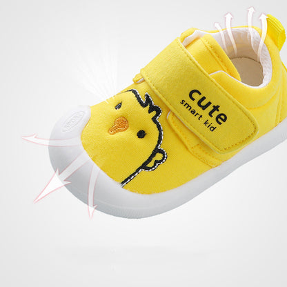 Cartoon Chick Canvas Sneakers for Baby & Toddler – Soft Sole Velcro First Walker Shoes