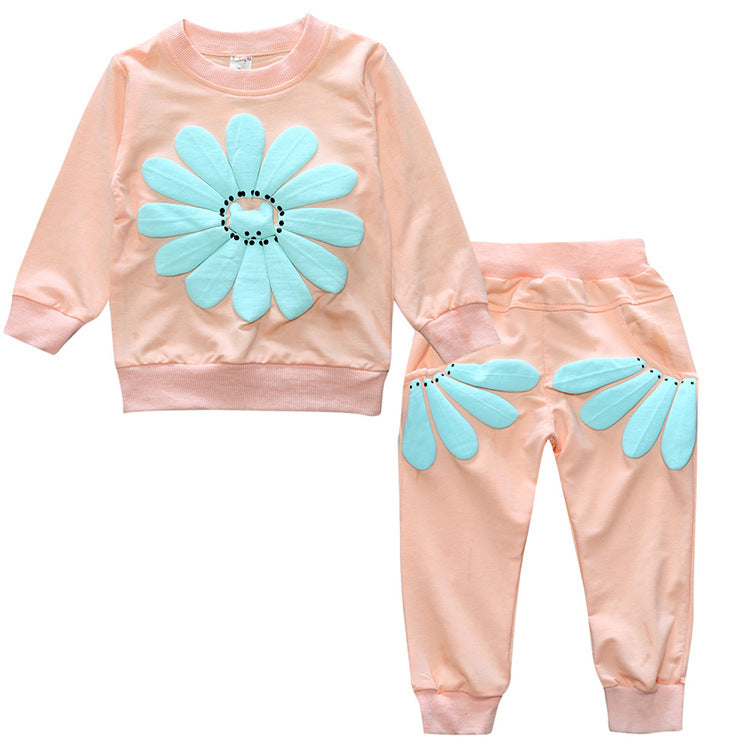 Sunflower Cotton 2-Piece Set for Toddlers (Sweatshirt + Joggers)