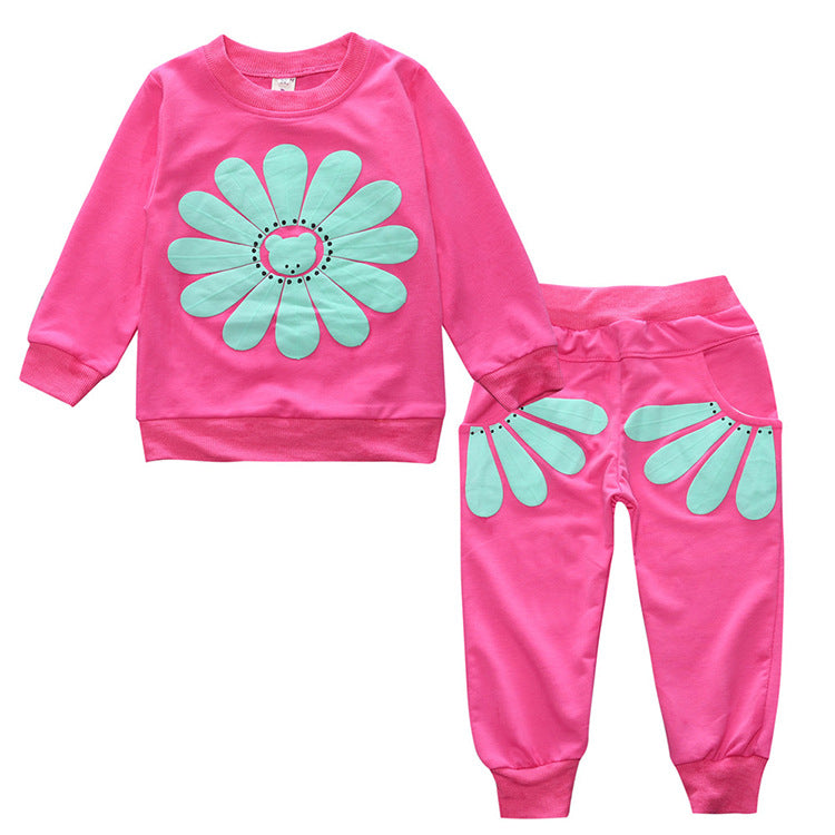 Sunflower Cotton 2-Piece Set for Toddlers (Sweatshirt + Joggers)