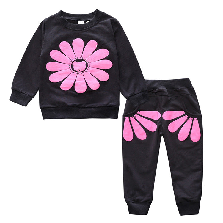 Sunflower Cotton 2-Piece Set for Toddlers (Sweatshirt + Joggers)