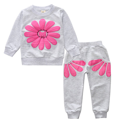 Sunflower Cotton 2-Piece Set for Toddlers (Sweatshirt + Joggers)