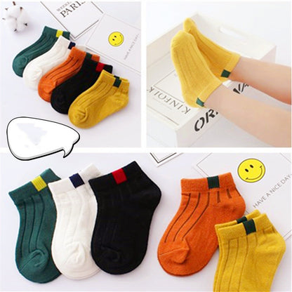 Boys Ankle Socks (5-Pack) – Lightweight Cotton Blend Socks for Kids