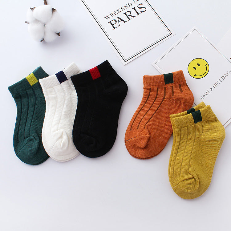 Boys Ankle Socks (5-Pack) – Lightweight Cotton Blend Socks for Kids