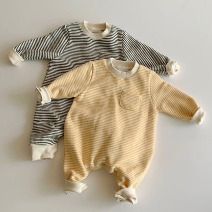 Warm Striped Cotton Jumpsuit for Babies & Toddlers – Cozy Long Sleeve One-Piece