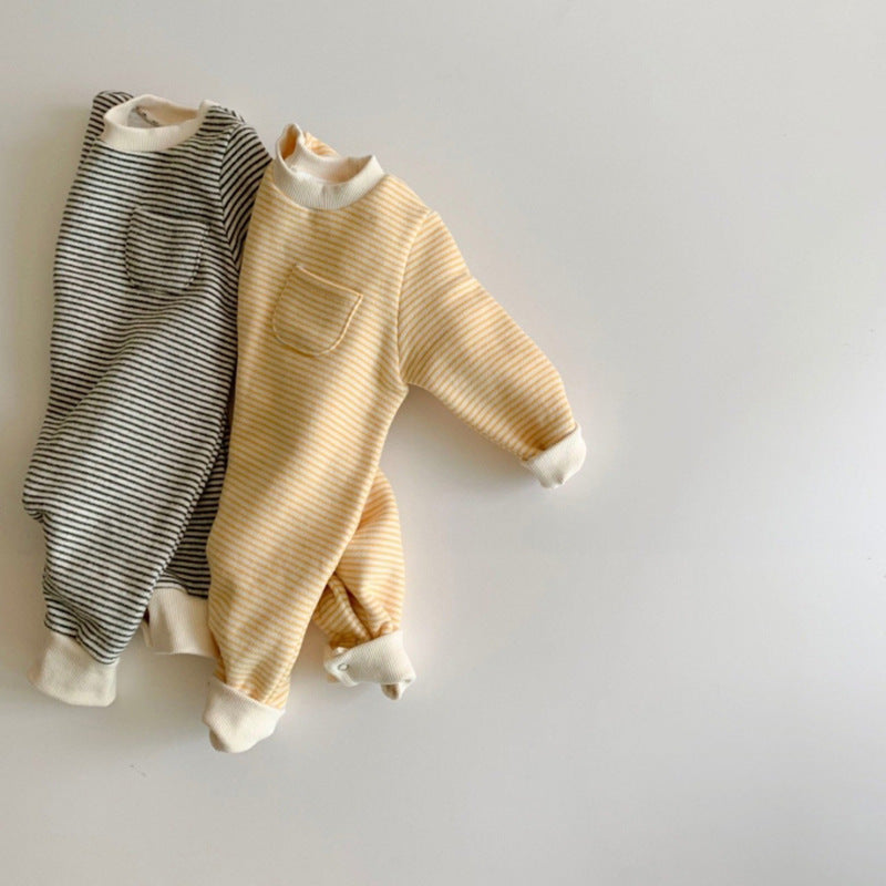 Warm Striped Cotton Jumpsuit for Babies & Toddlers – Cozy Long Sleeve One-Piece