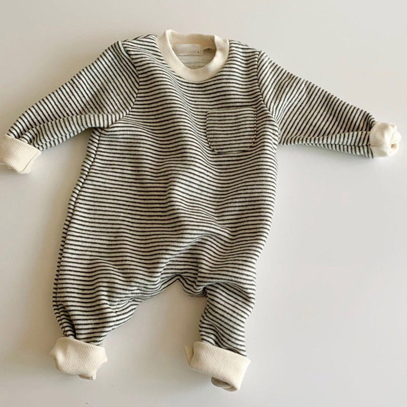 Warm Striped Cotton Jumpsuit for Babies & Toddlers – Cozy Long Sleeve One-Piece