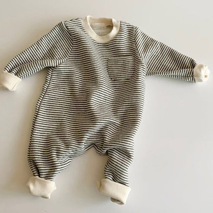 Warm Striped Cotton Jumpsuit for Babies & Toddlers – Cozy Long Sleeve One-Piece