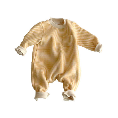 Warm Striped Cotton Jumpsuit for Babies & Toddlers – Cozy Long Sleeve One-Piece