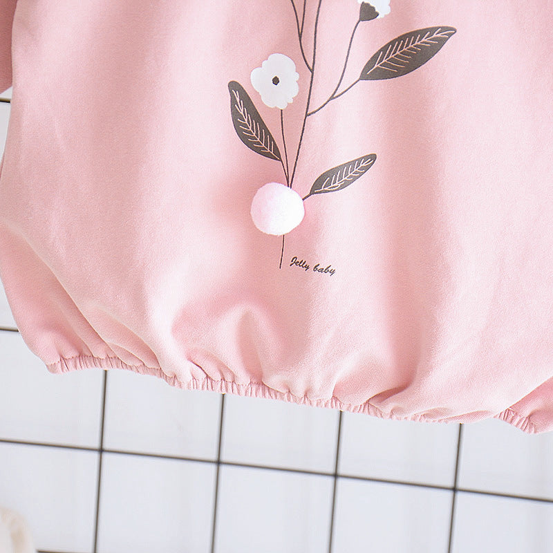 Baby Girl Floral Sweatshirt & Jogger Set (2-Piece) – Soft Cotton Pullover Outfit