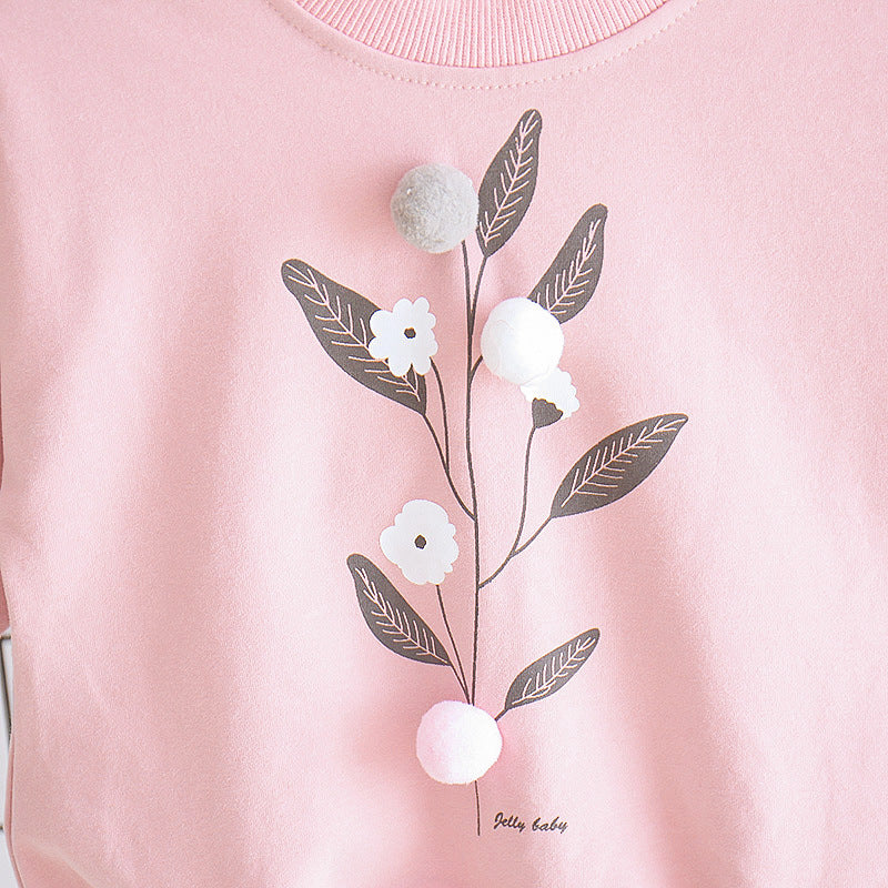 Baby Girl Floral Sweatshirt & Jogger Set (2-Piece) – Soft Cotton Pullover Outfit