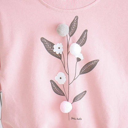 Baby Girl Floral Sweatshirt & Jogger Set (2-Piece) – Soft Cotton Pullover Outfit