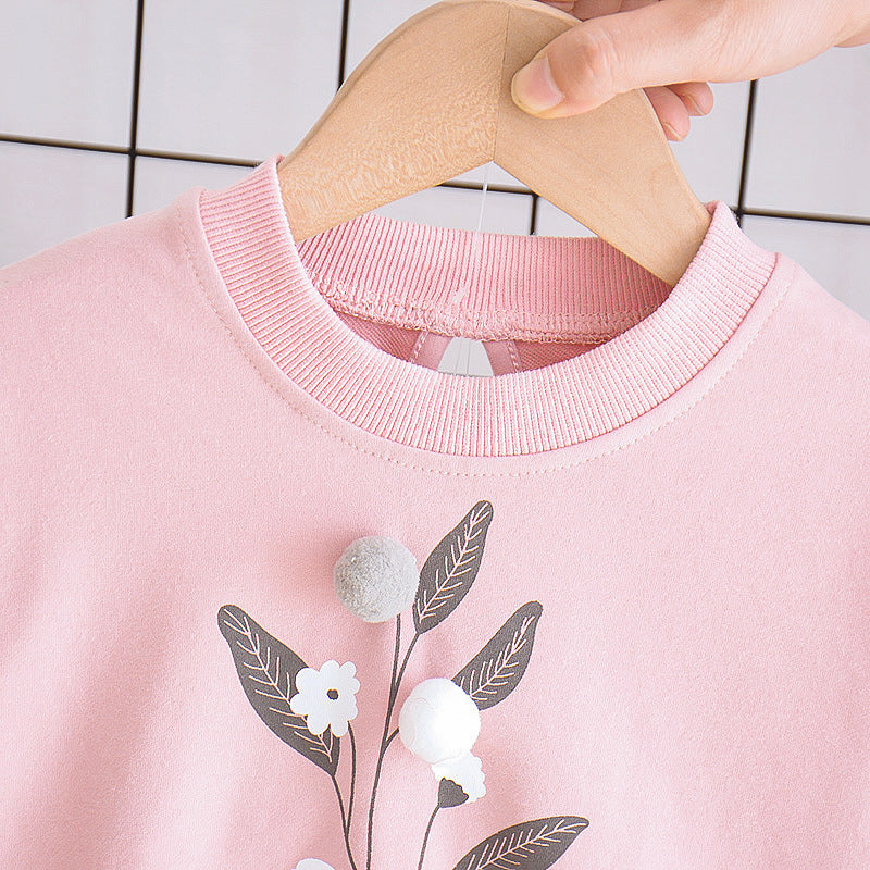 Baby Girl Floral Sweatshirt & Jogger Set (2-Piece) – Soft Cotton Pullover Outfit