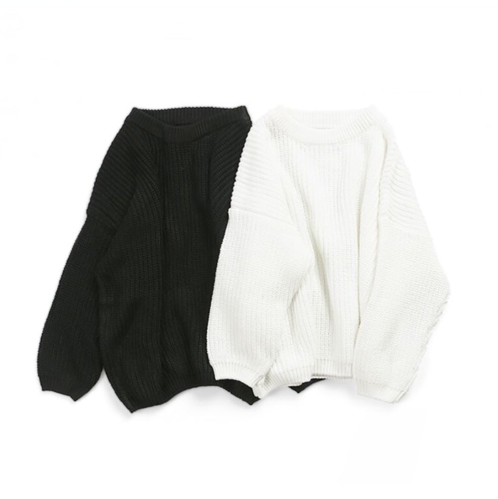 Solid Color Cotton Knit Sweater for Kids – Soft Fall & Winter Pullover