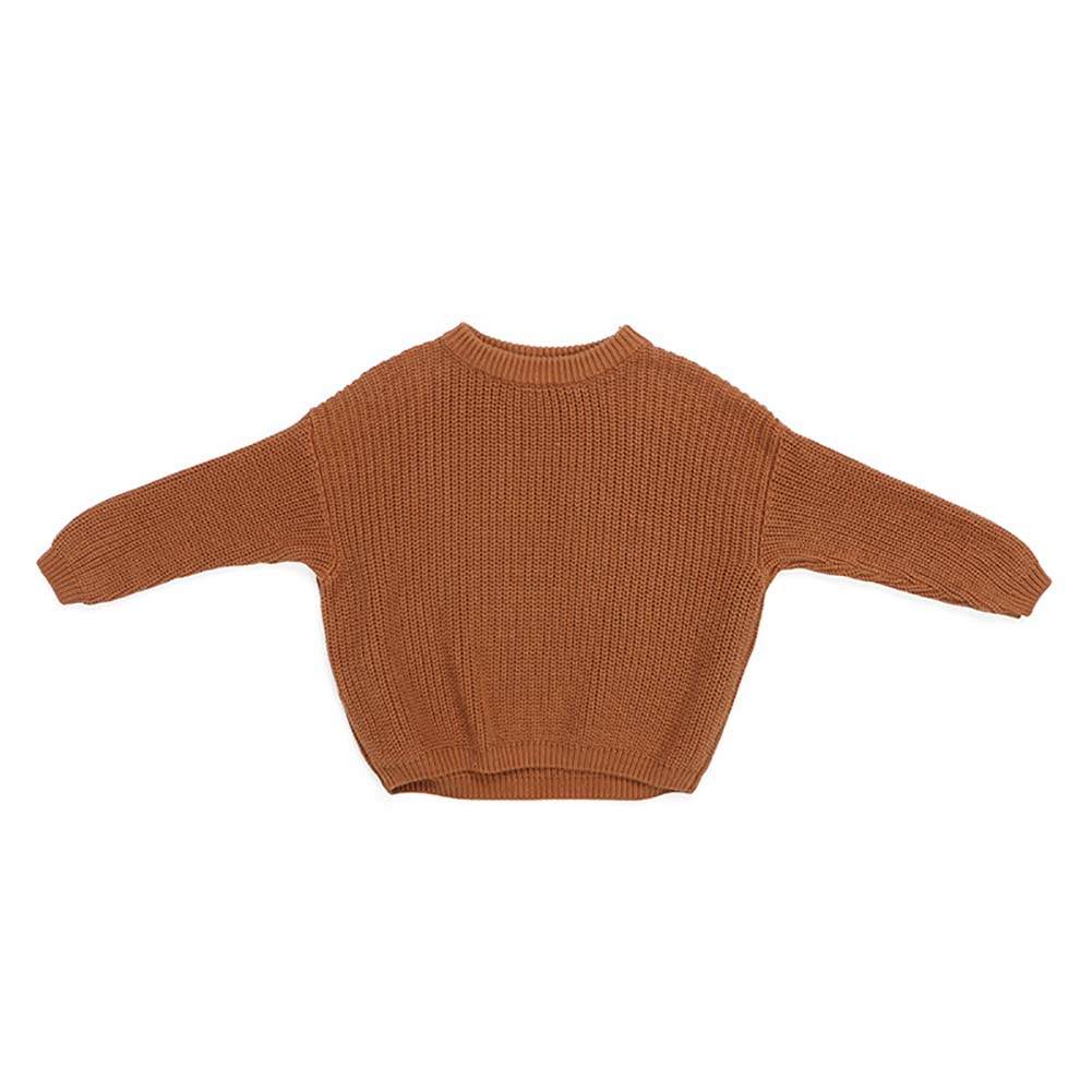 Solid Color Cotton Knit Sweater for Kids – Soft Fall & Winter Pullover