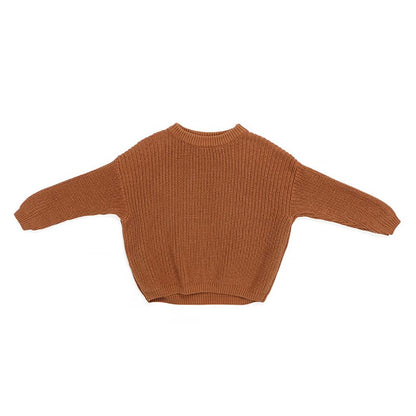 Solid Color Cotton Knit Sweater for Kids – Soft Fall & Winter Pullover