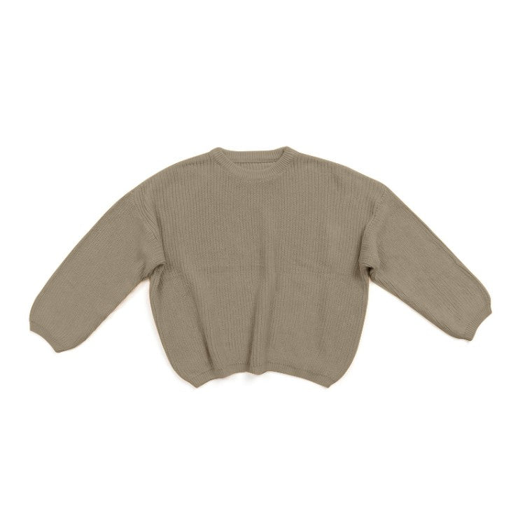 Solid Color Cotton Knit Sweater for Kids – Soft Fall & Winter Pullover