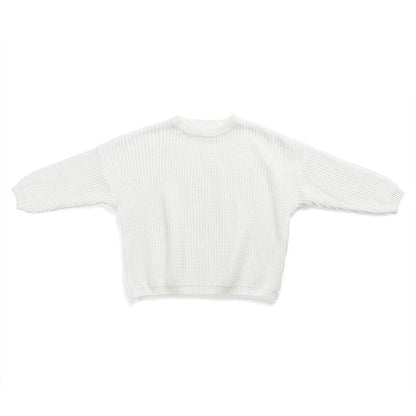 Solid Color Cotton Knit Sweater for Kids – Soft Fall & Winter Pullover