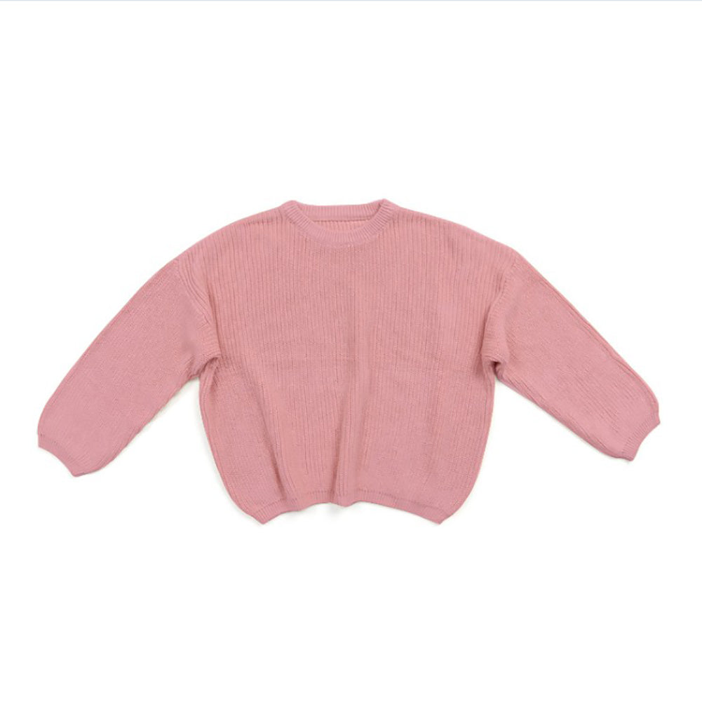 Solid Color Cotton Knit Sweater for Kids – Soft Fall & Winter Pullover