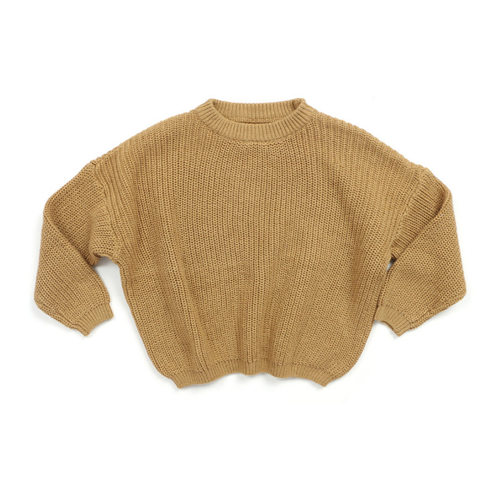 Solid Color Cotton Knit Sweater for Kids – Soft Fall & Winter Pullover
