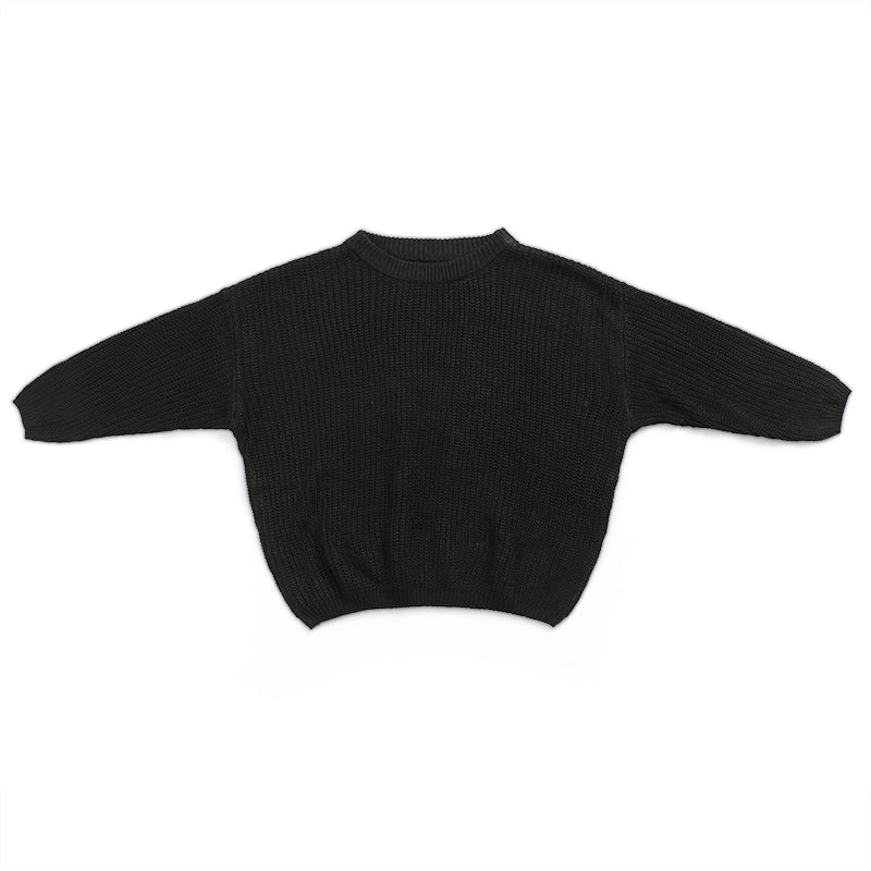 Solid Color Cotton Knit Sweater for Kids – Soft Fall & Winter Pullover