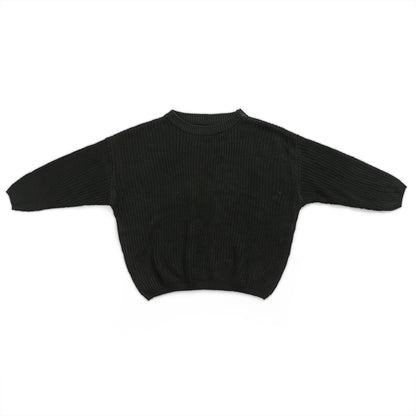 Solid Color Cotton Knit Sweater for Kids – Soft Fall & Winter Pullover