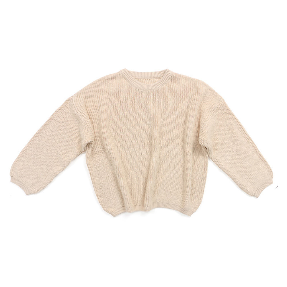 Solid Color Cotton Knit Sweater for Kids – Soft Fall & Winter Pullover