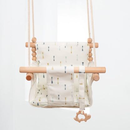 Cotton Canvas Baby Swing Chair with Cushion – Indoor & Outdoor Hanging Seat for Toddlers & Kids